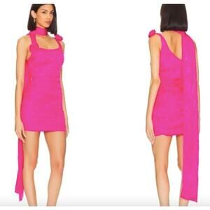 For Love & Lemons Deliza Mini Dress Pink Womens Size M Jacquard Feminine